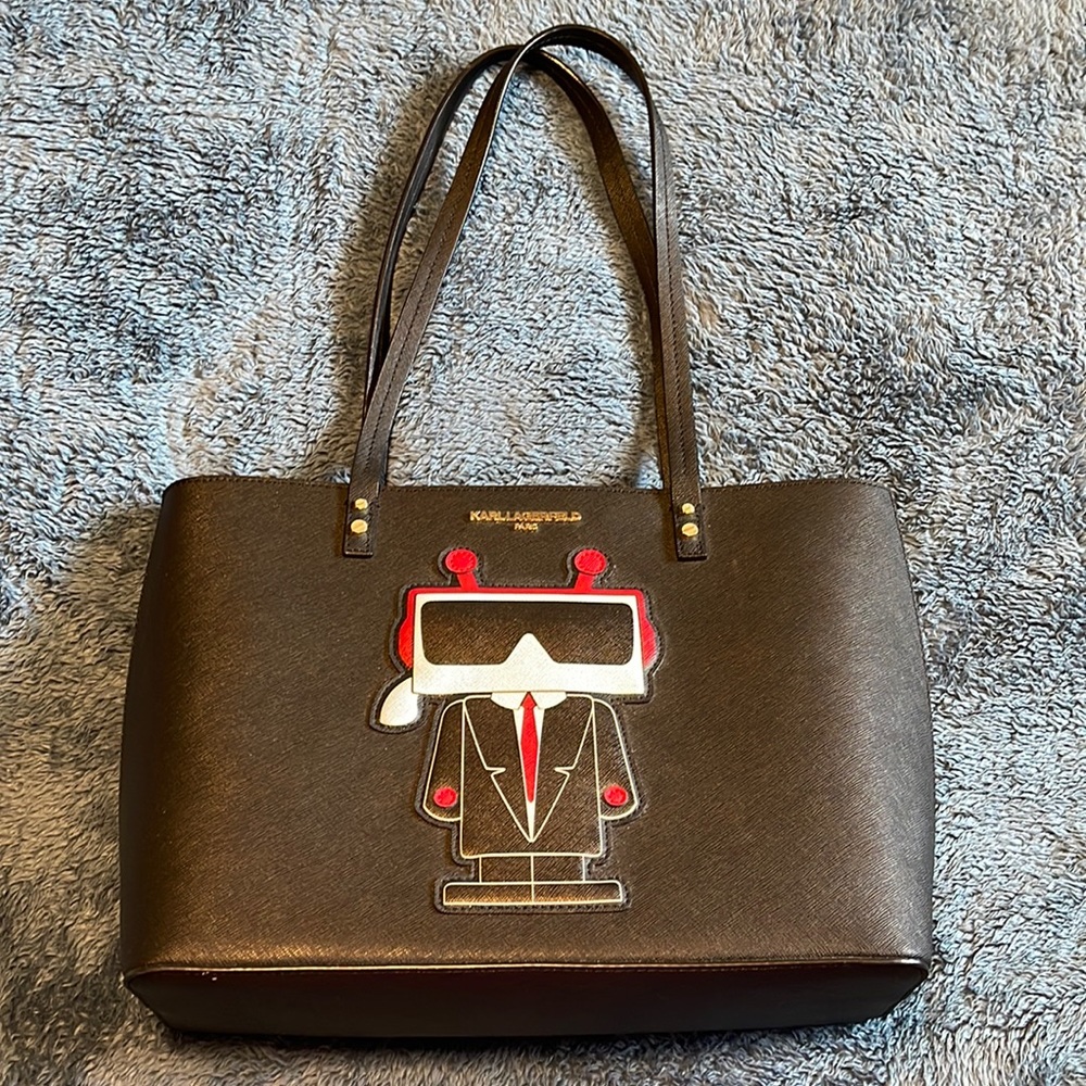 Karl Lagerfeld Paris robot tote bag! Excellent used condition! Black travel